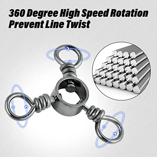 3-Way Swivel Fishing Tackle - 50 Pack, 28Lb Strength