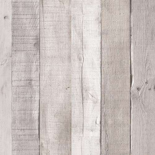Vinyl Wallpaper Peel and Stick Wood Adhesive Paper Removable Distressed Light Grey Shiplap Self Adhesive Stick on Faux Reclaimed Wood Planks Wall Paper Roll Barnwood Contact Paper Roll 118in