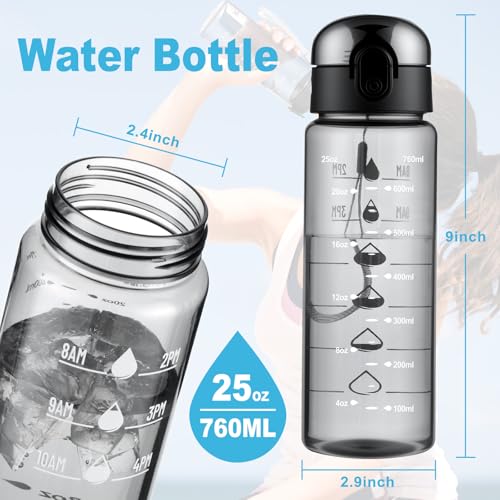 Clear Plastic Water Bottle with Wide Mouth - 26 oz - Black