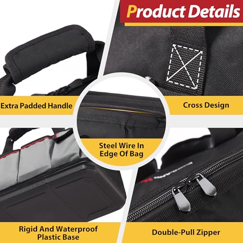 IRONLAND Tool Bag Organizer 16.5 Inch for men, Waterproof Heavy Duty ToolBag Organizer Storage, Tool box Organization, Soft Handle Large Zipper Carrying Toolbox, Dad Men Mechanic Birthday Gift