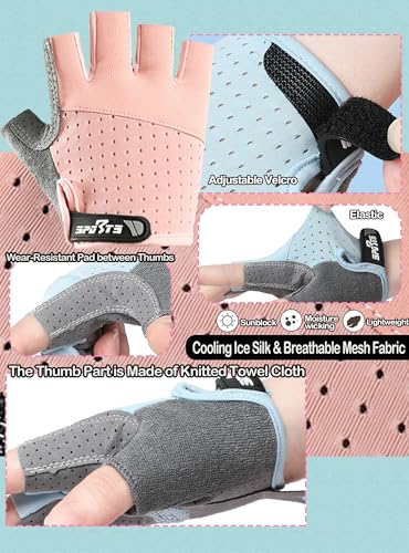 Kids Fingerless Cycling Gloves - Shock-Absorbing - Peach Pink, Ages 3-6