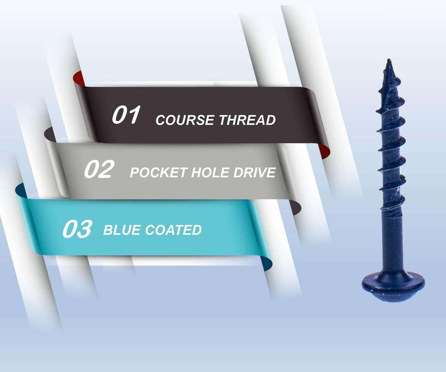 LUPANTER #8×1 Inch Pocket Hole Screws,500 Pcs,Exterior Wood Screws for Wood Working with Blue Coated,Square Drive Head…