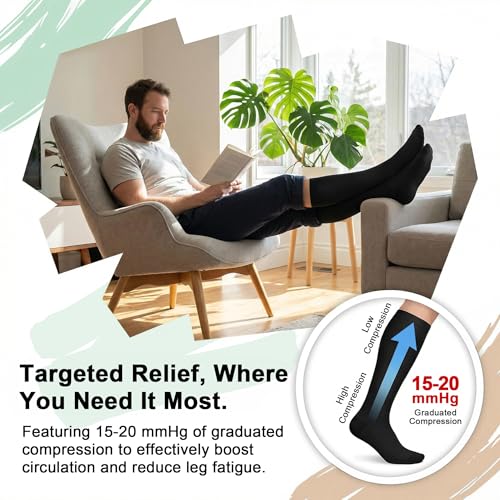 Compression Socks for Women & Men - Knee High Support Socks - Small-Medium / Black