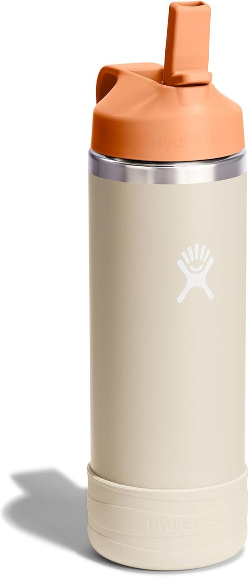 Hydro Flask Kids Water Bottle - Insulated Stainless Steel with Straw Cap - 18 Oz Coconut