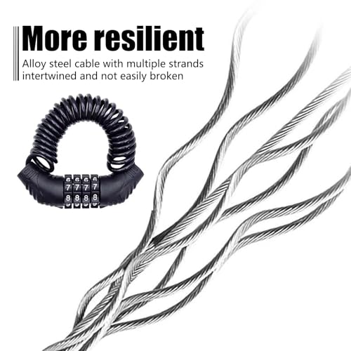 Motorcycle Helmet Lock with 59In Retractable Security Chain - Black