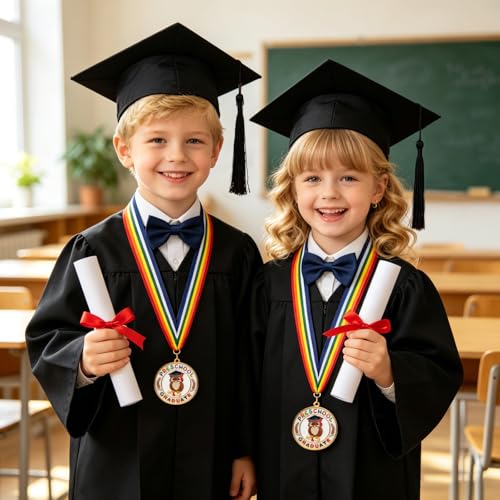 2026 Preschool Graduation Medal with Rainbow Neckband - 2-Inch Kids Award