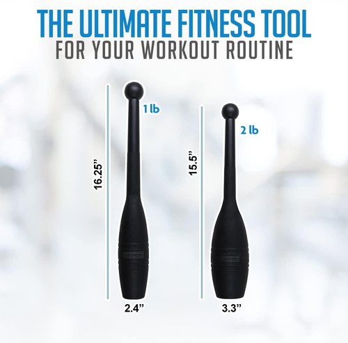 Logest Mace Exercise Club - Heavy Duty Plastic Indian Clubs | Set of 2, 1 LB & 2 LB for Strength Training & Rehabilitation