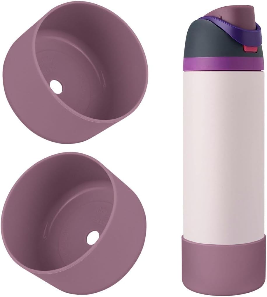 Owala Silicone Water Bottle Boot - Protective Anti-Scratch & Anti-Dent Sleeve Cover | Mauve, 24oz (2PCS)