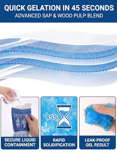 800ML Portable Disposable Urine Bags - Blue, 6 Pack