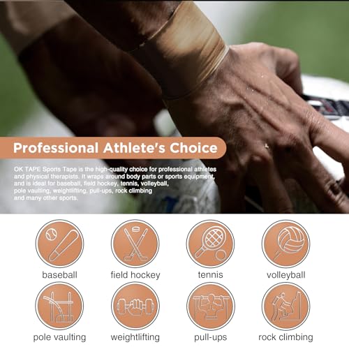 Athletic Tape - Rigid Sports Tape for Injuries, Easy Tear, 1.5" x 15yds
