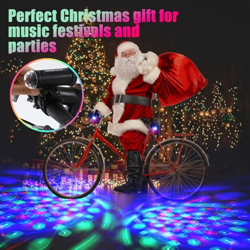 Kittmip Disco Party LED Bike Light (2 Pack, Black) – 360° Colorful Bicycle Light