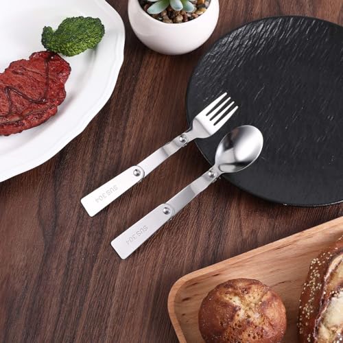 Portable Stainless Steel Cutlery Set - 4 Pcs Foldable Forks & Spoons