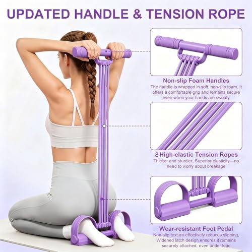 Adjustable Pedal Resistance Band with Handles - Purple
