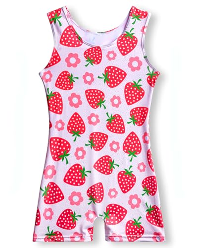 Gymnastics Leotard for Girls with Built-in Shorts - 2-3T Strawberry