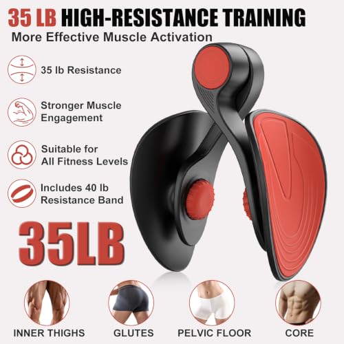 Pelvic Floor Exercise Device - 35lb Resistance Kegel Trainer - Black