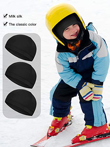 Geyoga 6 Pcs Kids Skull Cap Helmet Liner Hats, Small Black