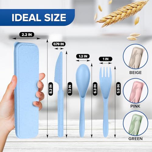 Wheat Straw Utensils Set with Case - 4-Piece Travel Silverware
