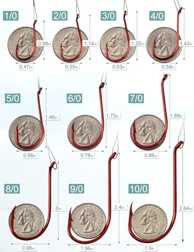 1/0 Circle Fishing Hooks with Steel Wire Leader - 50pcs
