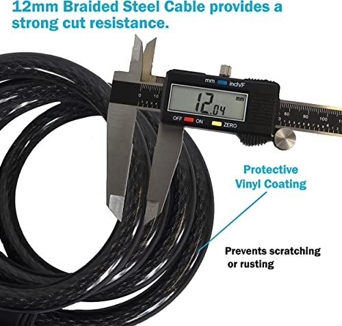 Black 2-Pack 6ft Heavy Duty Bike Cable Locks with Mounting Brackets - Anti-Theft Combination