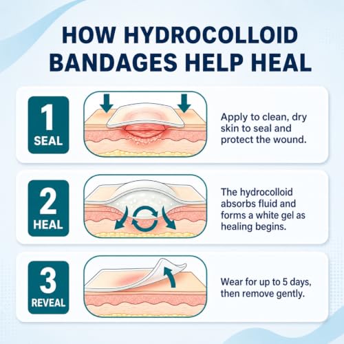 Hydrocolloid Wound Bandages - Fast Healing, Waterproof, 40 Count