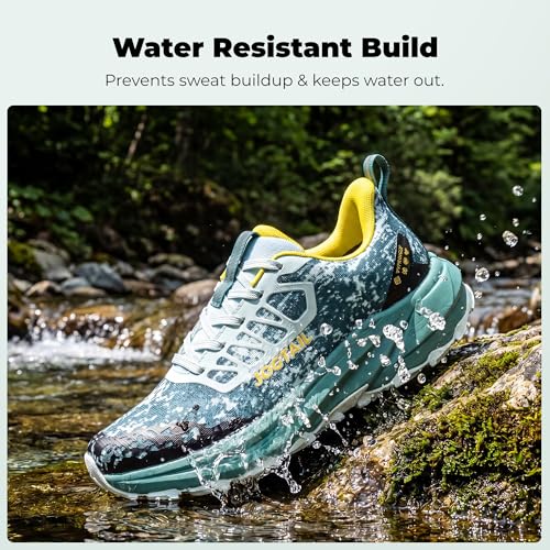 JOGTAIL Men's Wide Water-Resistant Trail Running Shoes with Cushioned Arch Support - Fern/Green, Size 10.5 Wide