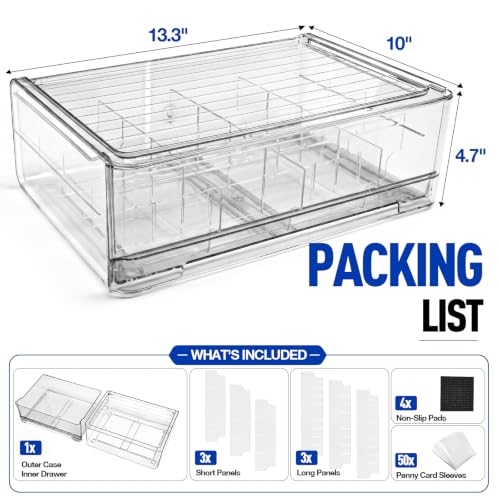 SunRiMax 16-Compartment Trading Card Storage Box for Toploaders – Holds 3000+ Cards