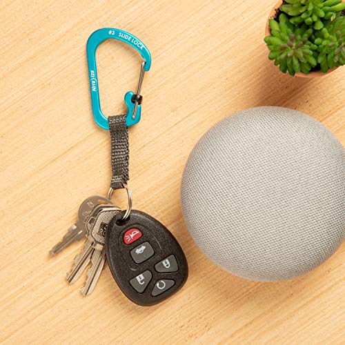 Locking Carabiner Key Chain with Webbing - Blue