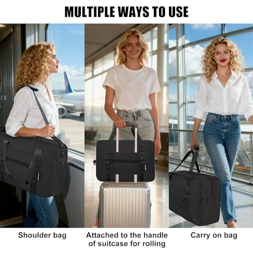 HOLYLUCK 40L Foldable Travel Duffel Bag Black - Compact, Waterproof & Easy Carry