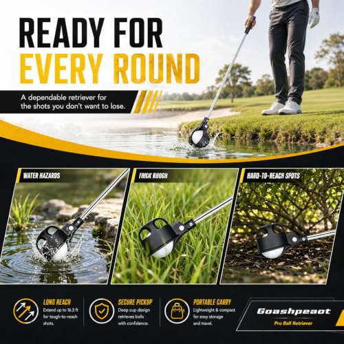 Pro Auto-Lock Golf Ball Retriever Telescopic Stainless Steel Water Golf Accessory