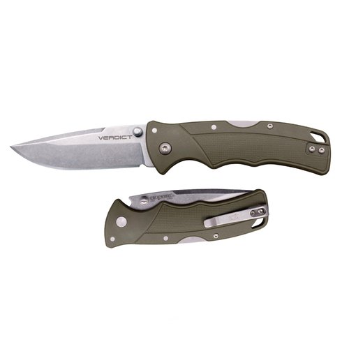 Cold Steel Verdict 3" 4116SS Spear Point Blade 4.25" GFN OD Green Handle Everyday Carry Tactical Folding Knife - Blister Pack