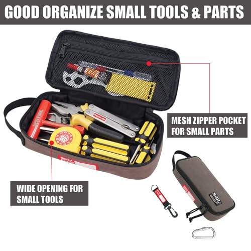 Rough Enough Small Tool Bag Pouch Canvas Portable Box Organizer Case with Zipper Handle for Motorcycle Bike