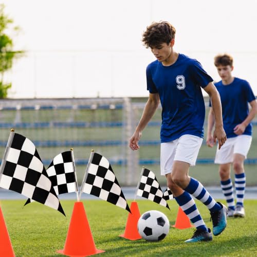 38-Piece Racing Cones and Flags Set - Mini Traffic Cones, Checkered Flags, Racetrack Mat