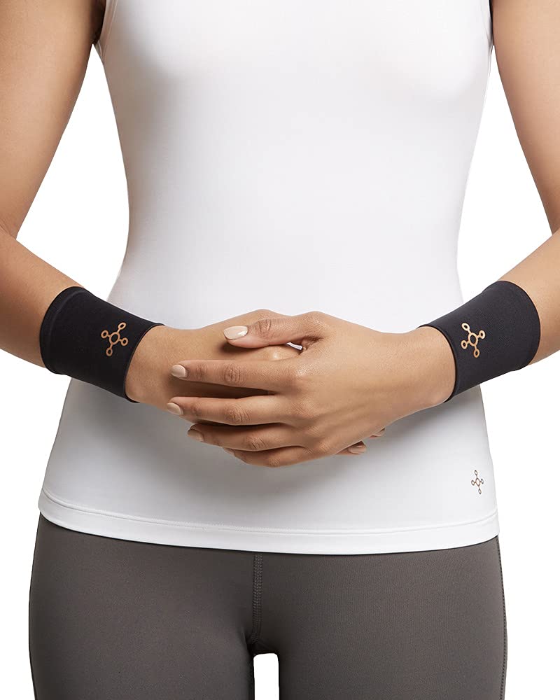 Tommie Copper Core Compression Wrist Sleeve, Unisex, Men & Women, Sweat Wicking Breathable Wrist Sleeve for Muscle, Tendon & Joint Support - Black - Medium