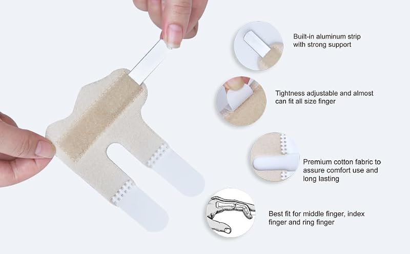 Finger Splint Set - 8 Oval Splints & 2 Trigger Finger Splints - Sizes 7-14