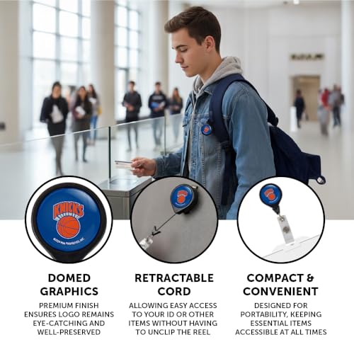 New York Knicks Retractable Badge Holder - Domed Logo