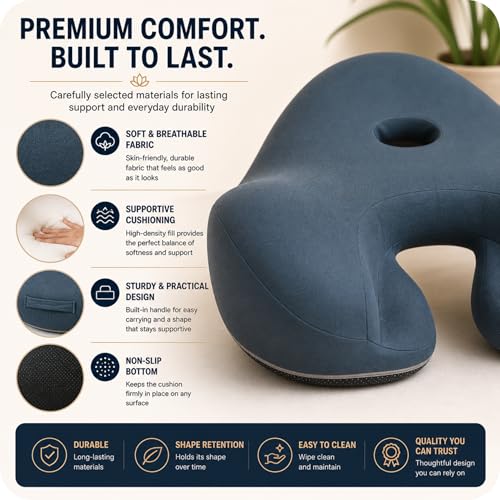 Orthopedic Meditation Cushion - Ergonomic Floor Seat for Tailbone Relief - Black