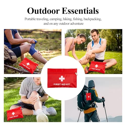 Mini First Aid Bag - Empty Zipper Pouch - Red 6 Pack (4.3 x 6.3 in)