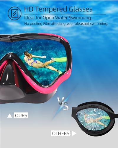 EverSport Adult Swim Goggles Black & Black Pink Anti-Fog Wide View