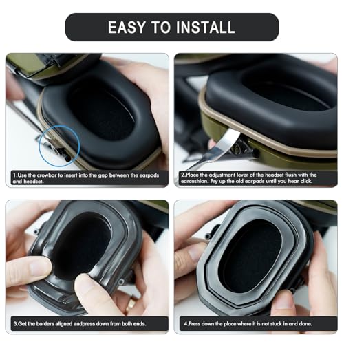 GEVO Gel Ear Pads for Walker's Razor Earmuffs Replacement Silicone Ear Cups - Black (Variation for Walker's Earmuff)