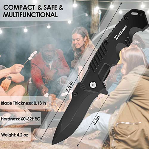 Folding Pocket Knife 3.3in - EDC Survival Knife with Clip & Glass Breaker