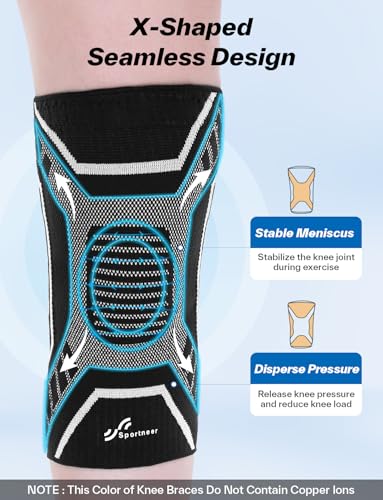 Knee Brace Compression Sleeve with Side Stabilizers - Black Medium