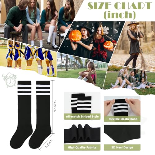 Knee High Socks for Women - Striped Athletic Soccer Socks - One Size Red White & White Red