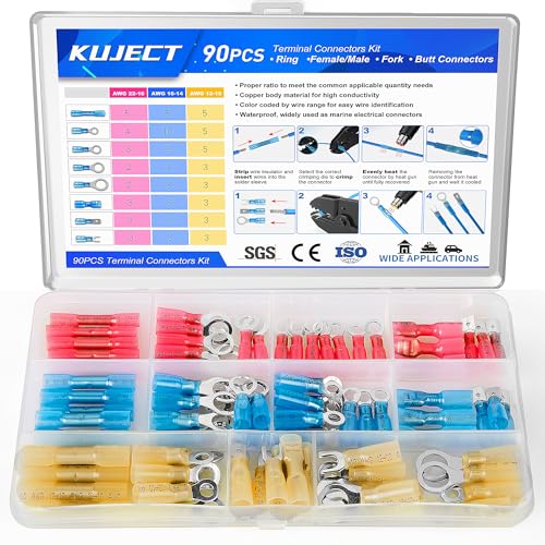 90PCS Waterproof Heat Shrink Wire Connectors Kit - Automotive & Marine
