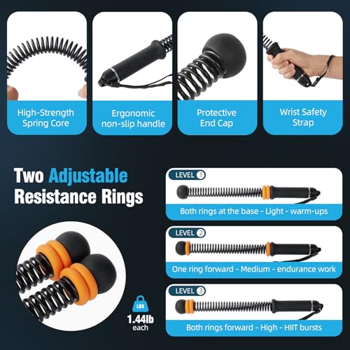 Weighted Cordless Battle Ropes - Adjustable Resistance, Portable - Black