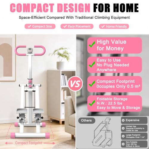 Foldable Stair Climber - Vertical Workout Machine - Pink
