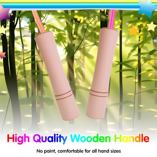 Rainbow Jump Rope for Kids - Adjustable 8.5FT Nylon Skipping Rope