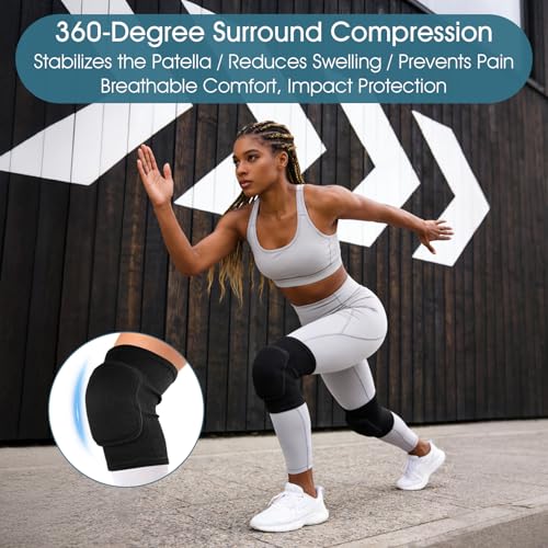 Soft Volleyball Knee Pads with Thickened Foam Padding - Black, Medium