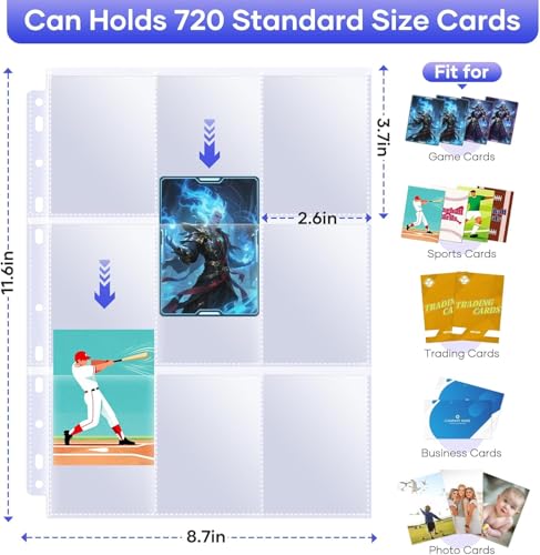 40 Pack 9 Pocket Card Protector Sheets for 3 Ring Binders