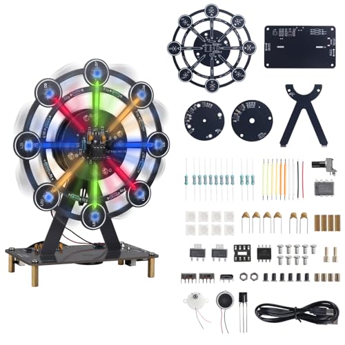 STEM Soldering Practice Kit - DIY Rotating Ferris Wheel Solder Practice Kit with 10 Light Modes, Colorful LED Electronics Soldering Projects for Adult Student Training Desk Decor Present