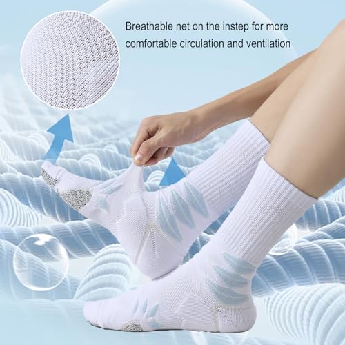 Athletic Crew Socks - 4 Pairs Breathable Cushioned Sports (6-12)